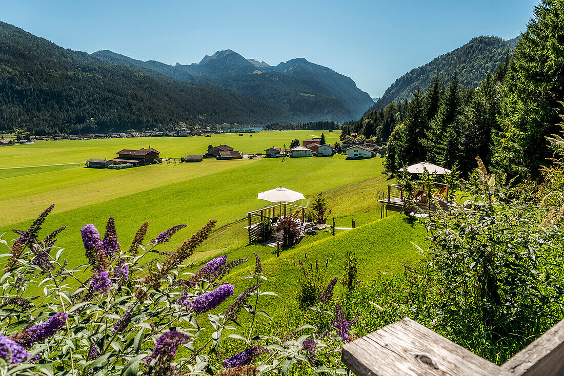 View to lake Achensee and Achenkirch, Tyrol, Austria