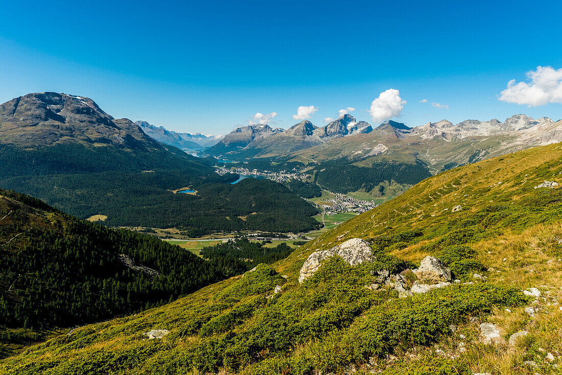 Gebirgslandschaft, Muottas Muragl, Pontresina, Oberengadin, Graubünden, Schweiz