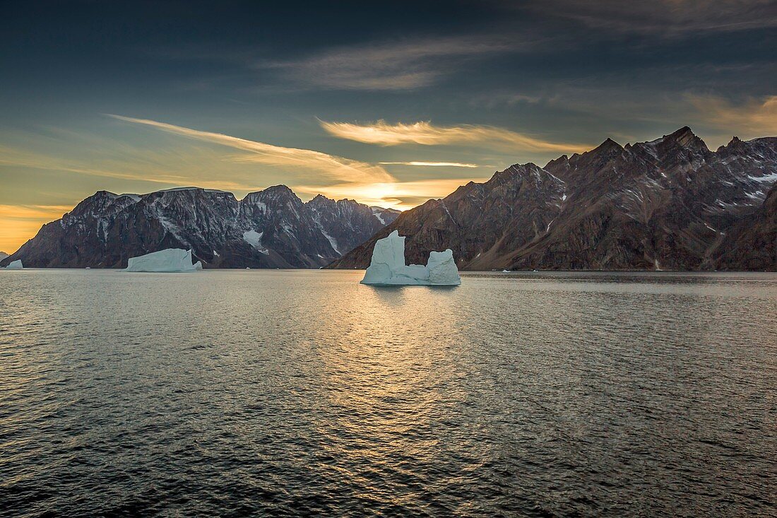 Icebergs, Scoresbysund, Greenland.