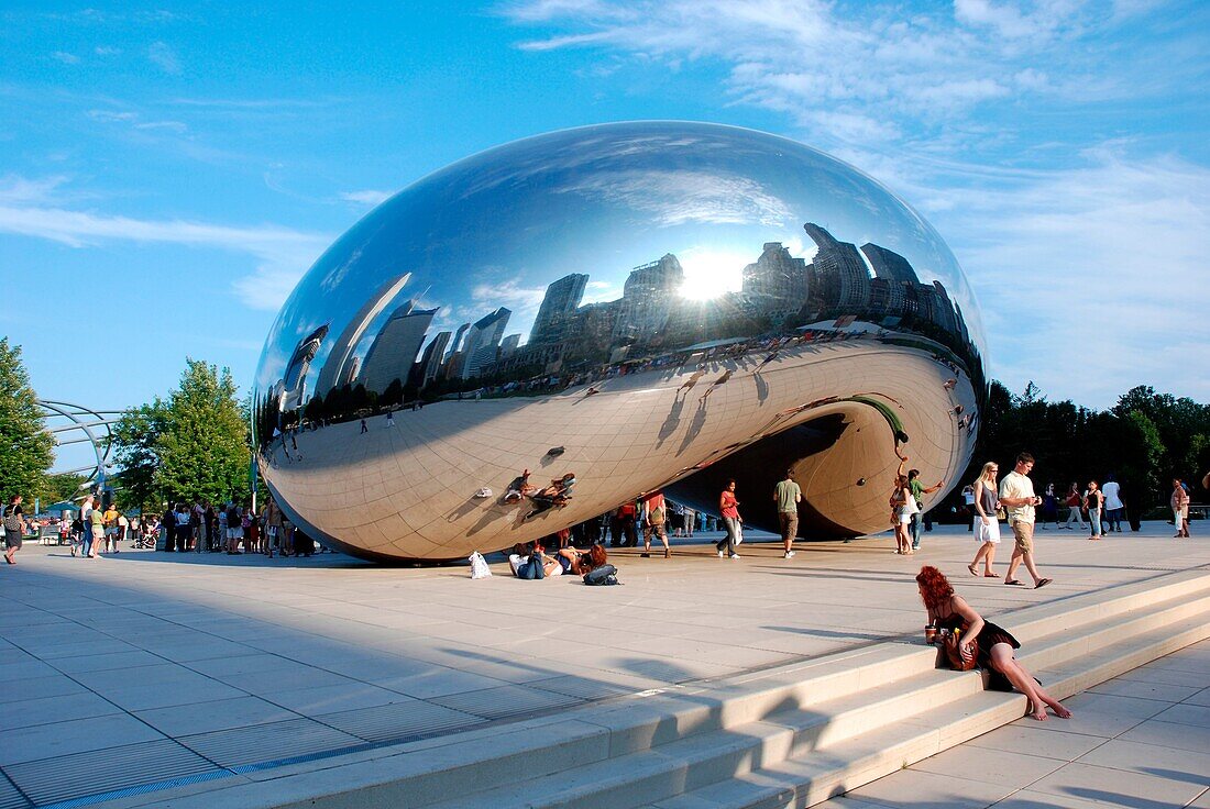 Chicago Bean or Cloud Gate on the AT&T Plaza  Chicago, Illinois, USA