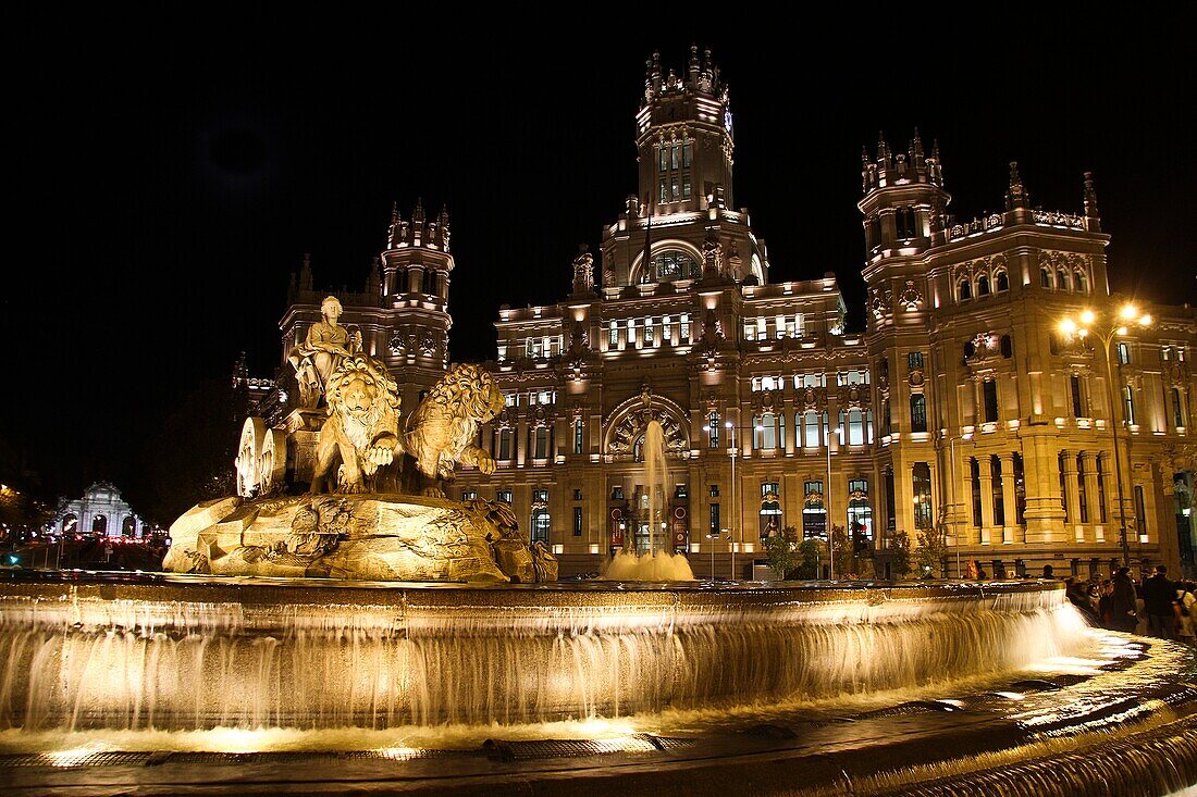 Cibeles Fountain and Ayuntamiento, City Hall at night  Madrid, Spain