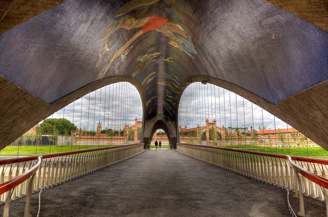 Matadero bridge with graffitis by Daniel Canogar artist in Madrid, Spain