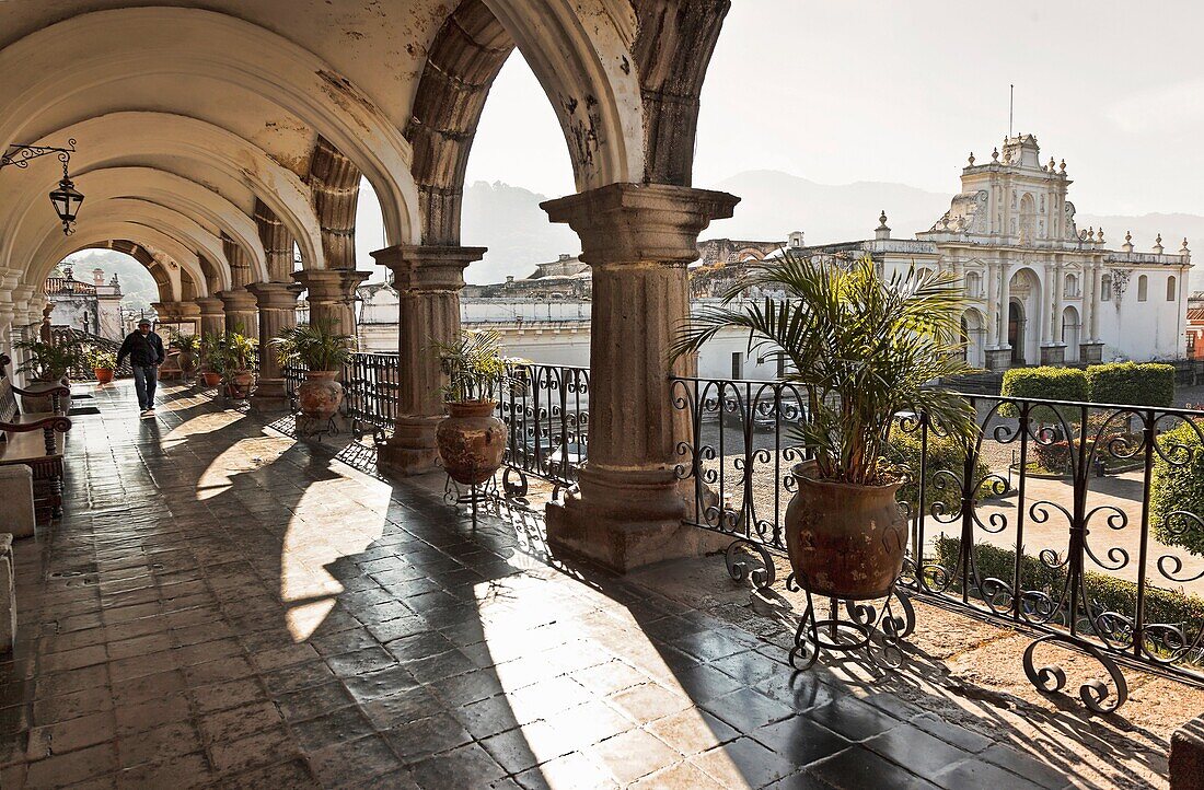 cathedral from city hall in antigua. guatemala