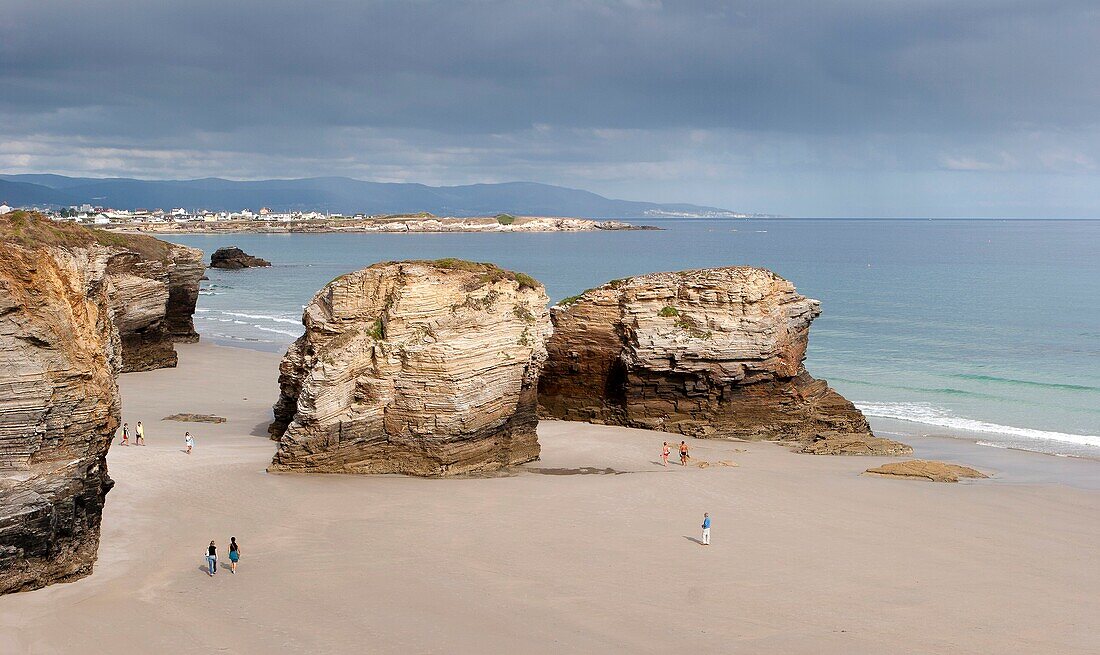 Dramatic cliffs at Playa Catedrales, Galicia coast, Spain