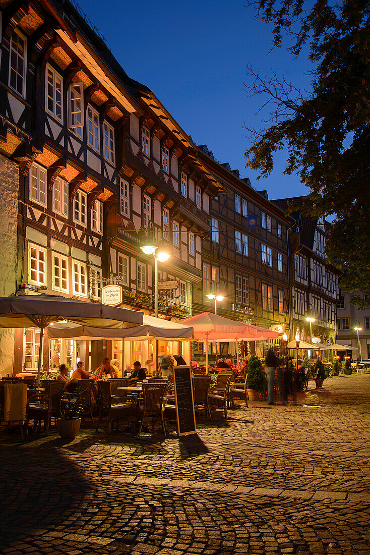 Market square in the evening, Goslar, Harz, Lower-Saxony, Germany, Europe