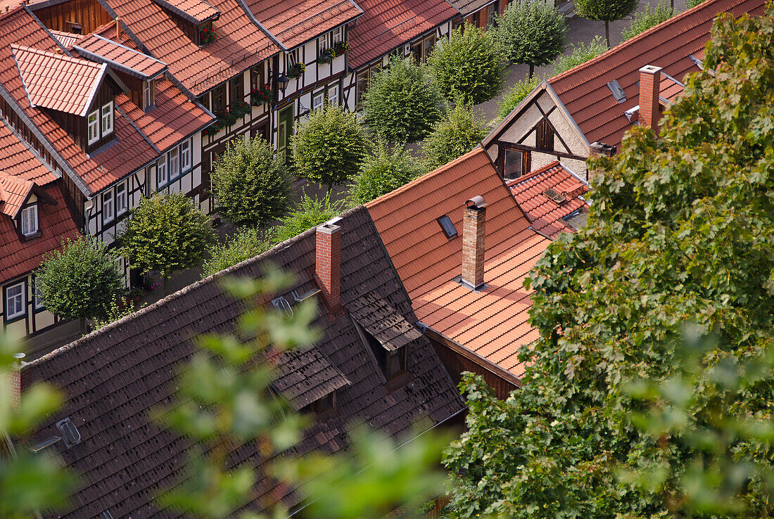 Blick vom Schloss, Stolberg, Harz, Sachsen-Anhalt, Deutschland, Europa