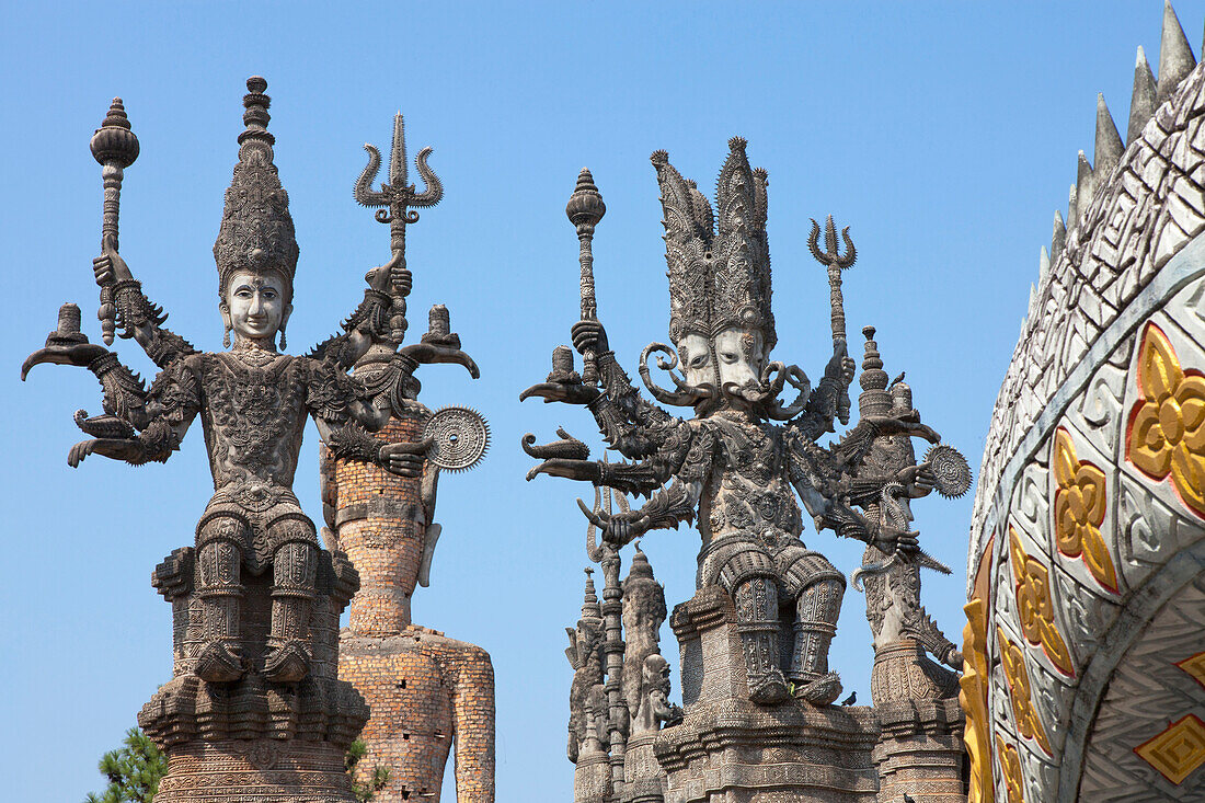 Buddhistic sculptures in Sala Kaeo Ku Park near Nong Khai on the Mekong River, Isan region, Northeast of Thailand, Asia