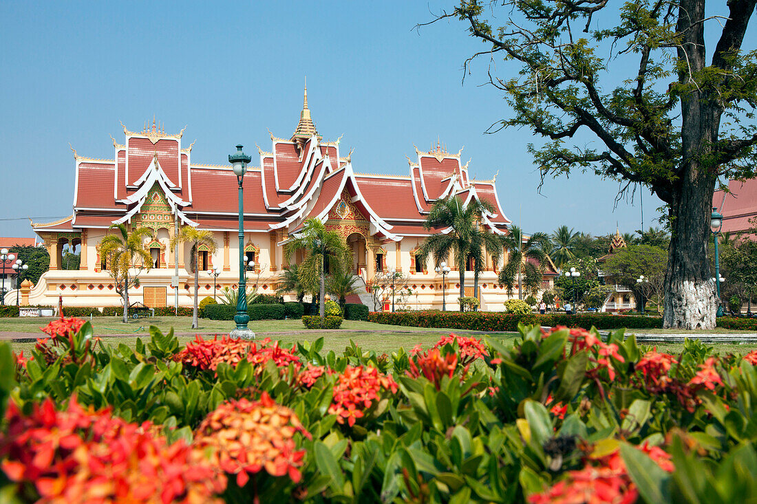 Pha That Luang Temple in Vientiane, capital of Laos, Asia