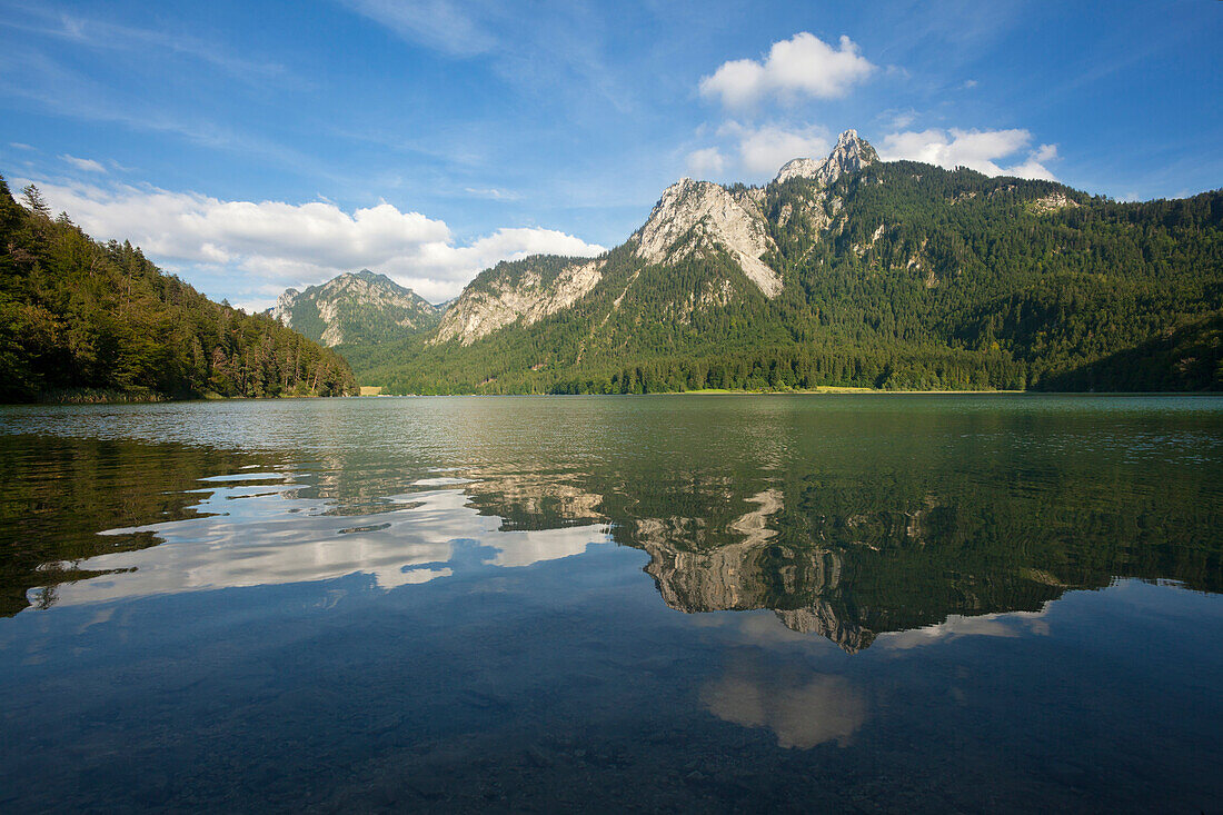 Alpsee and Saeuling, near Hohenschwangau, Fuessen, Allgaeu, Bavaria, Germany