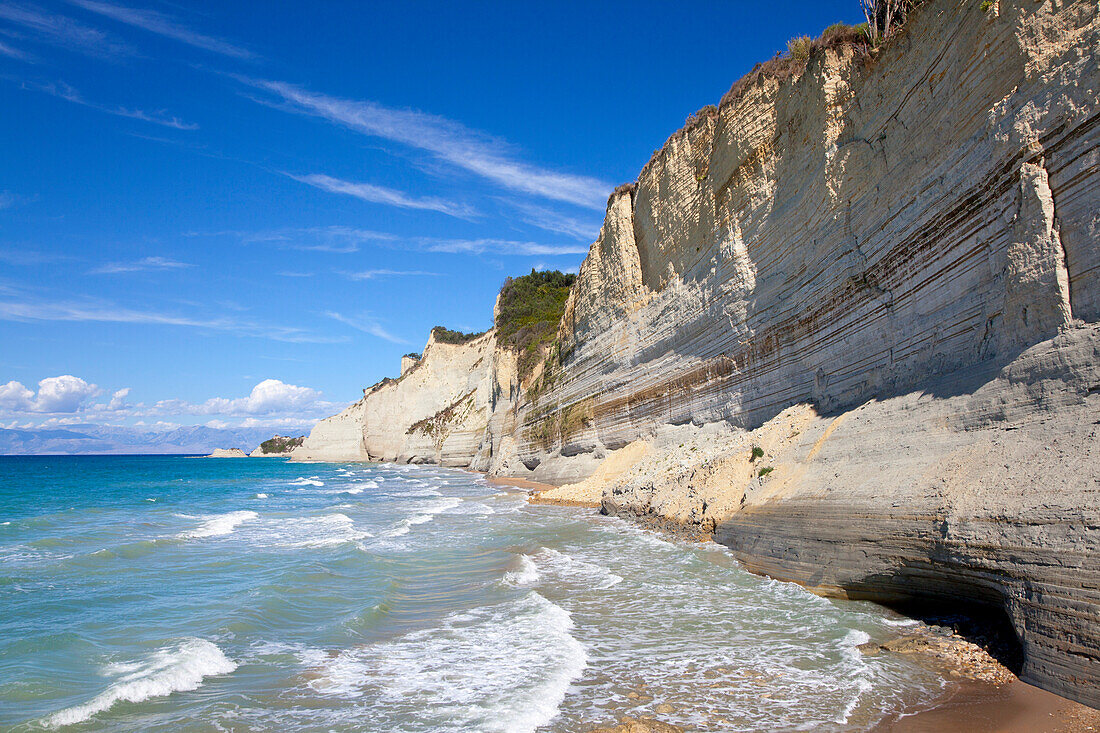 Rocky coast at Cape Drastis, near Peroulades, Sidari, Corfu island, Ionian islands, Greece