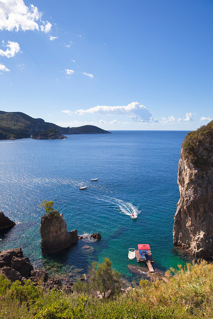 La Grotta Bay, near Paleokastritsa, Corfu island, Ionian islands, Greece