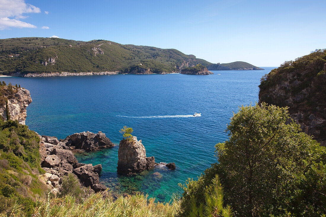 La Grotta Bay, near Paleokastritsa, Corfu island, Ionian islands, Greece