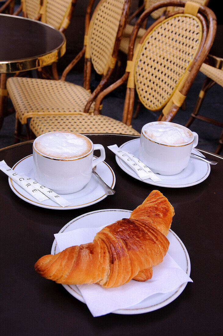 Coffee and croissant at Place Colette, Paris, France, Europe