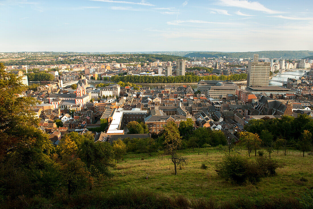 Cityscape from from the heights of the Citadel, Liege, Wallonia, Belgium