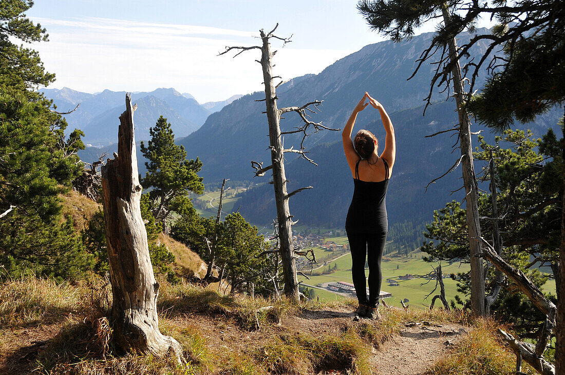 Hiking at Falkenstein over Pfronten, Ostallgaeu, Swabia, Bavaria, Germany