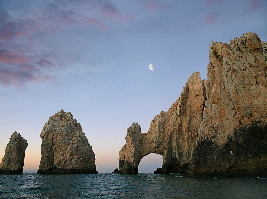 Moon over El Arco, Cabo San Lucas, Mexico