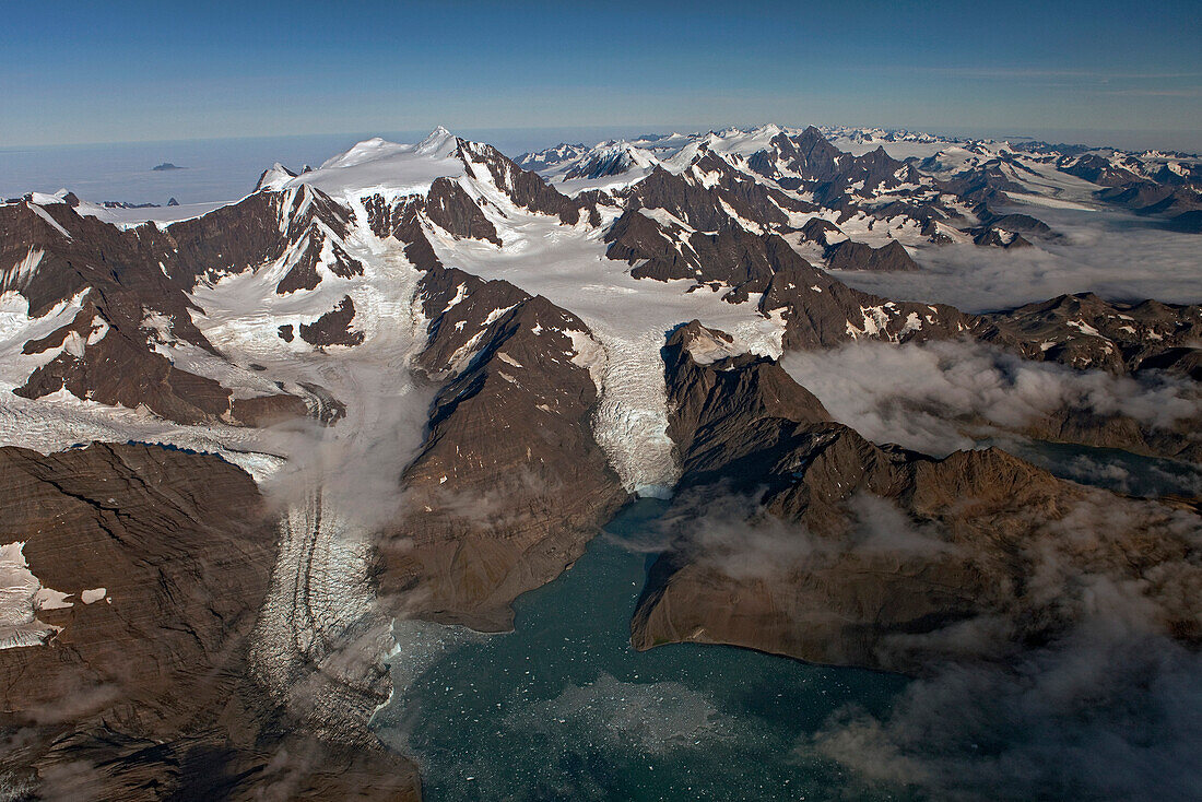 Harker and Hamberg Glacier with Allardyce Range, South Georgia Island