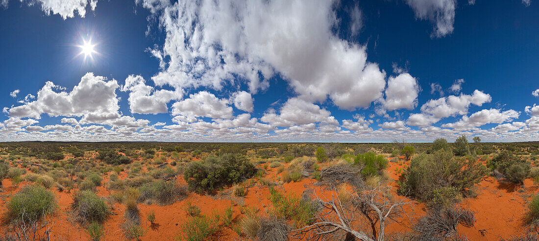 Cumulus clouds above desert, Northern Territory, Australia