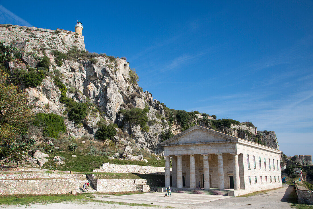Bauwerke an der Alten Festung, Kerkyra, Stadt Korfu, Korfu, Ionische Inseln, Griechenland, Europa