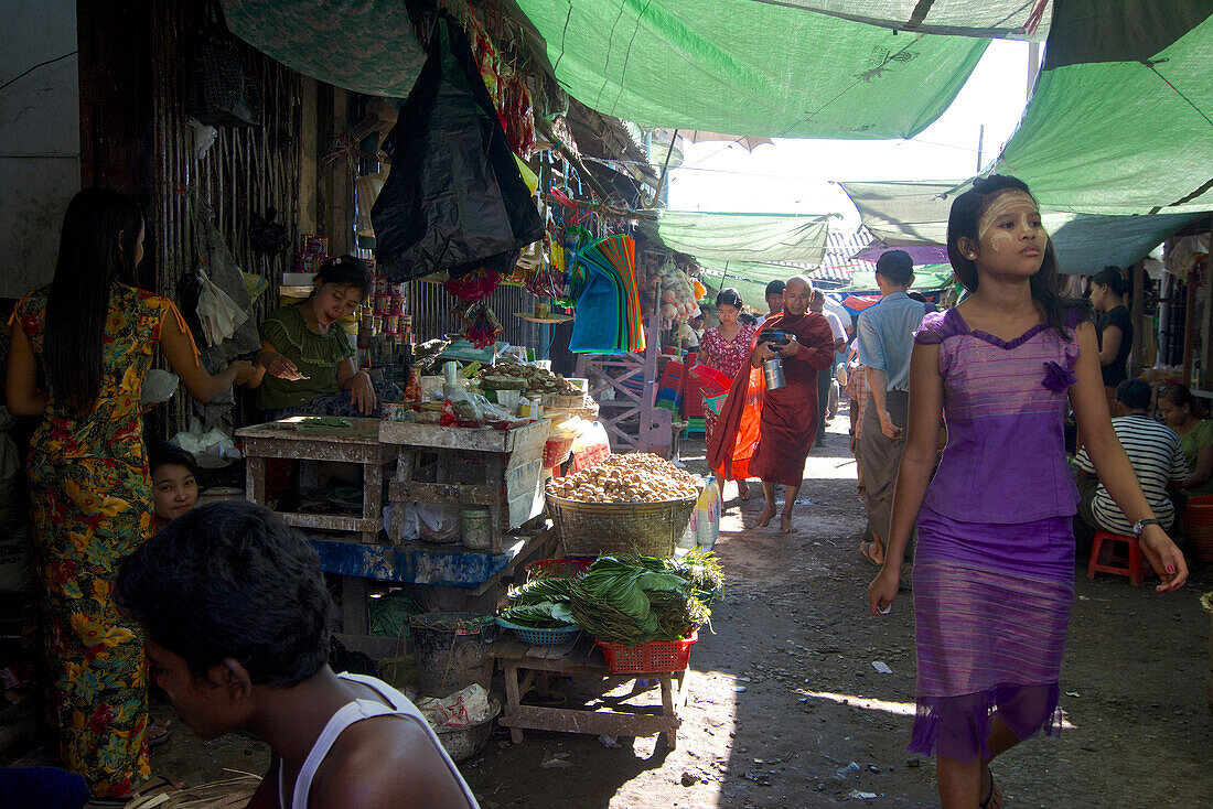 Markt in Sittwe, Akyab, Rakhine, Arakan, Myanmar, Burma