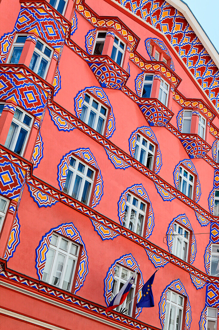 Art Deco facade in Miklosiceva Cesta, Ljubljana, Slovenia