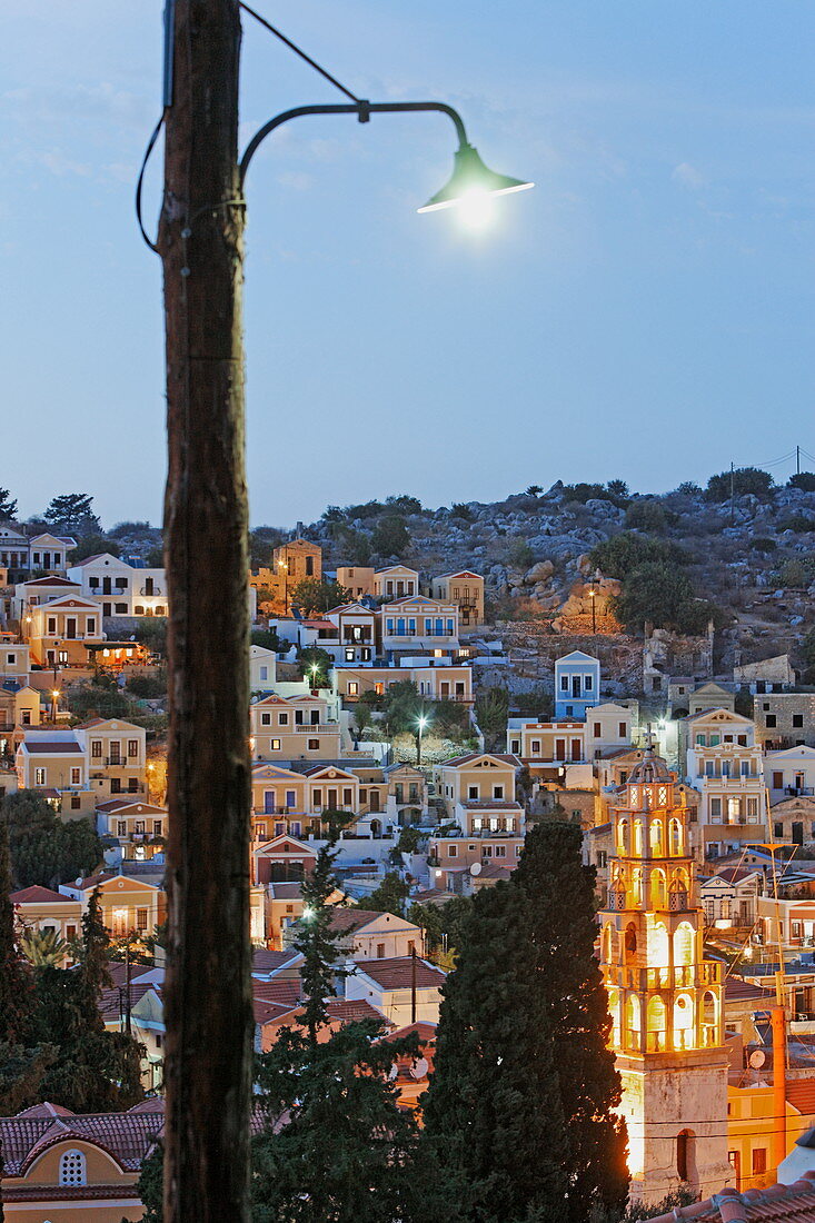 Gialos in the evening light, Symi Town, Symi, Dodecanese, South Aegean, Greece