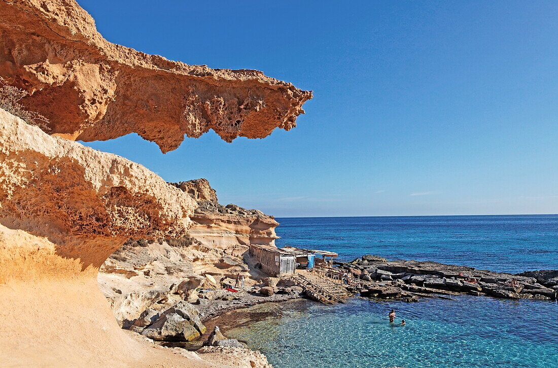 Rocky coast at Calo des Mort, Formentera, Balearic Islands, Spain