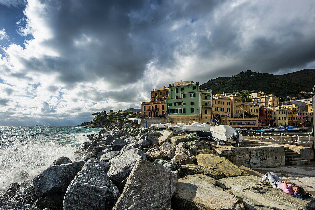 Rising storm, Bogliasco, province of Genua, Italian Riviera, Liguria, Italy