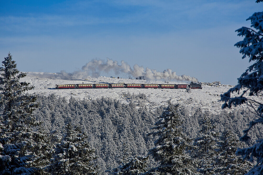 Brocken steam train, Brocken, Harz, Saxony-Anhalt, Germany