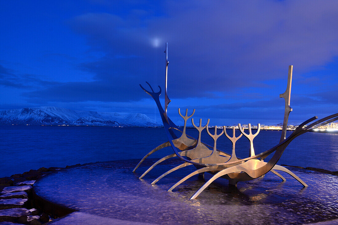 Sun Voyager monument at Saebraut, Reykjavik, Iceland