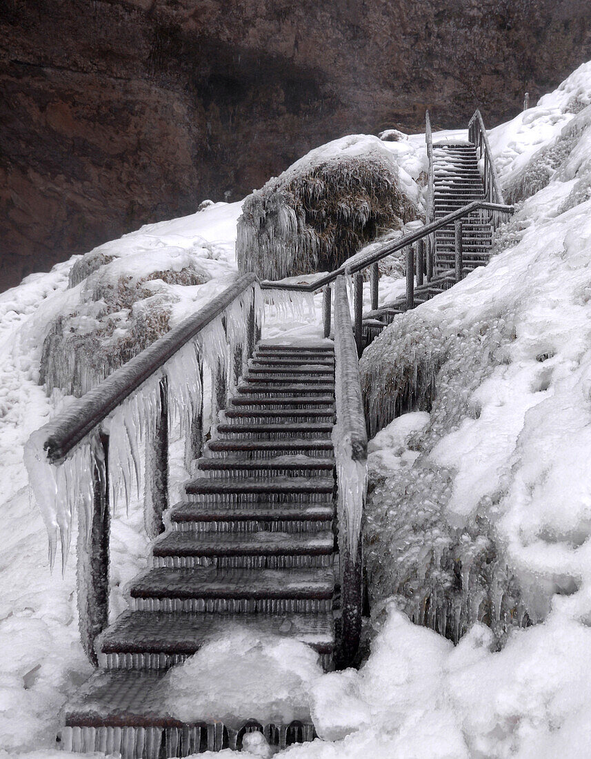 Ice at Seljalandsfoss on the ringroad, Iceland in winter, Iceland