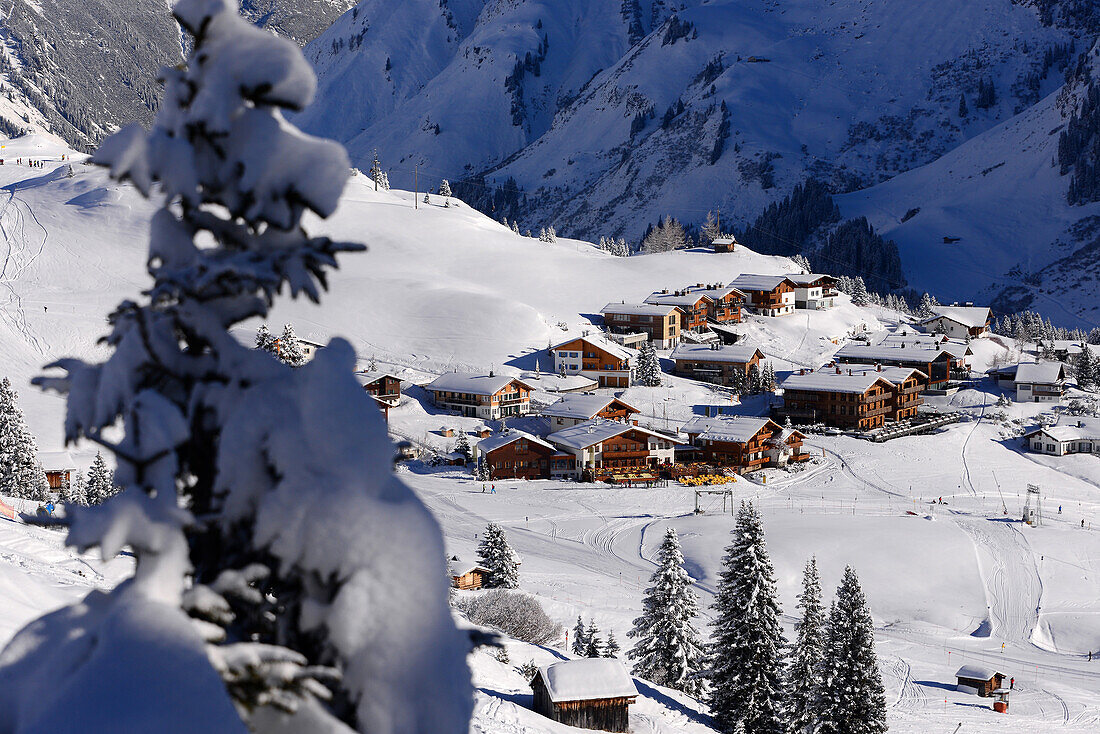 Oberlech über Lech am Arlberg, Winter in Vorarlberg, Österreich