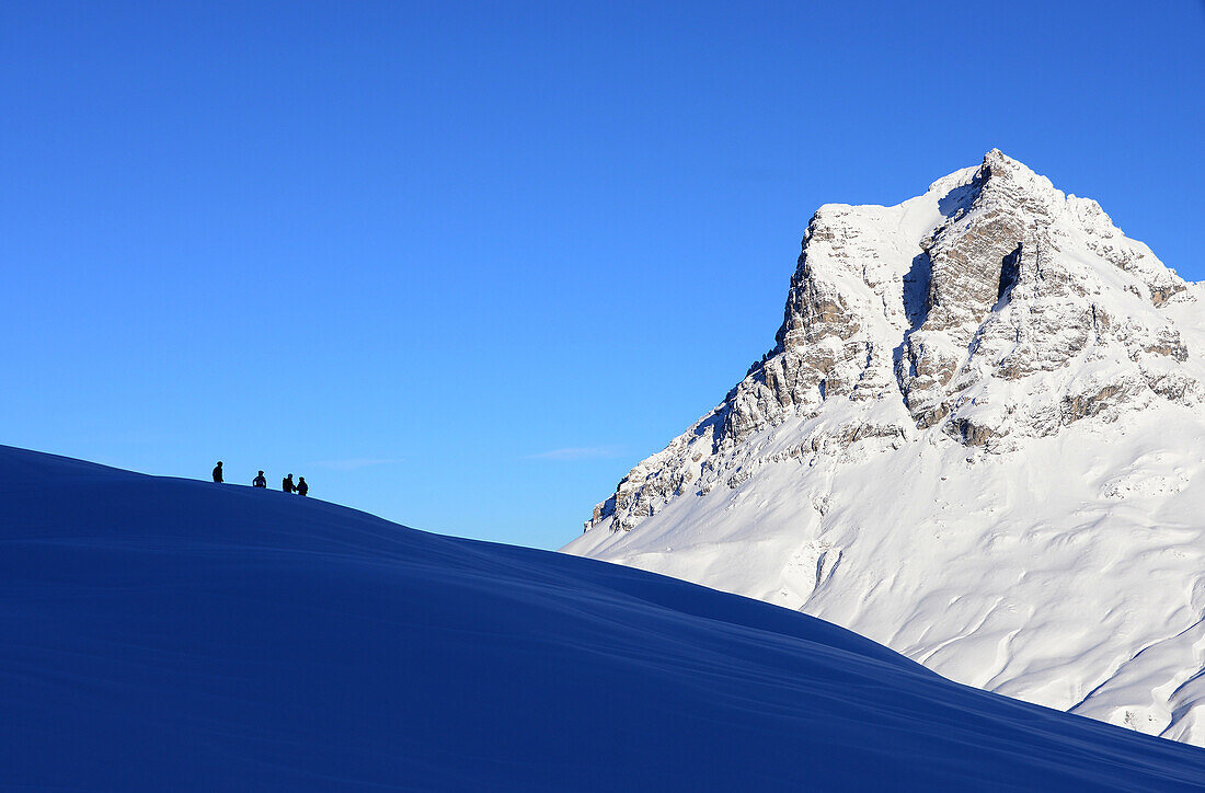 Skiing area of Warth at Arlberg, Winter in Vorarlberg, Austria