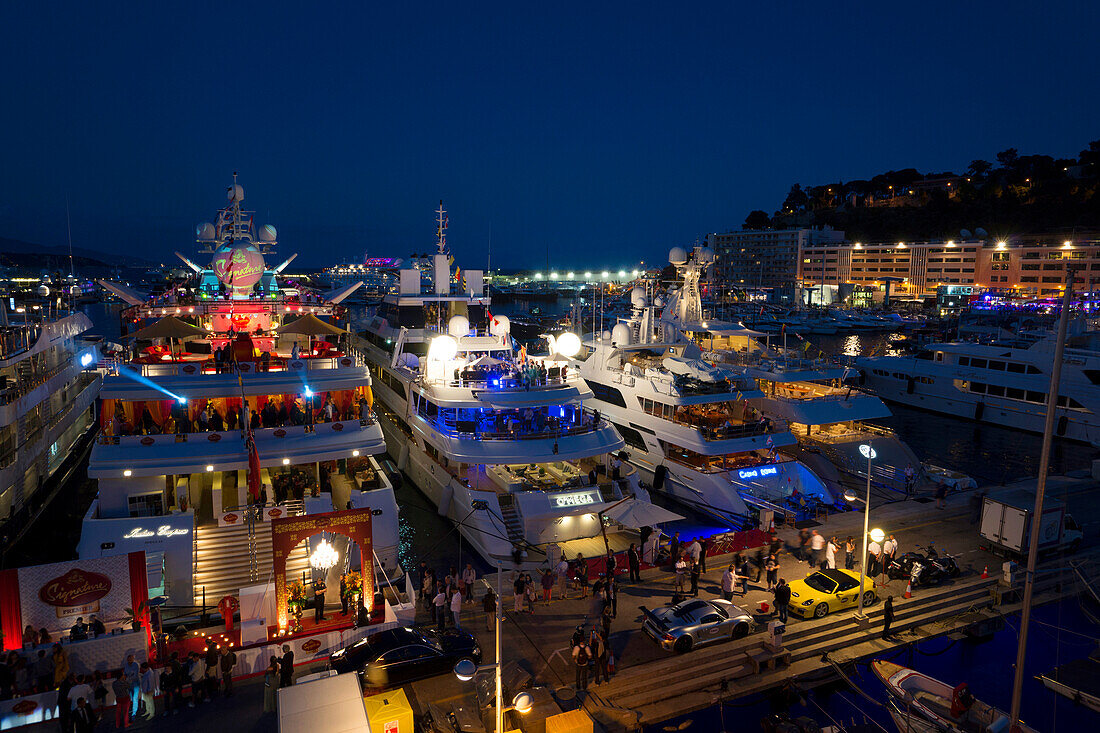Port Hercule bei Nacht, Monaco, Monte Carlo, Côte d´Azur, Frankreich, Europa