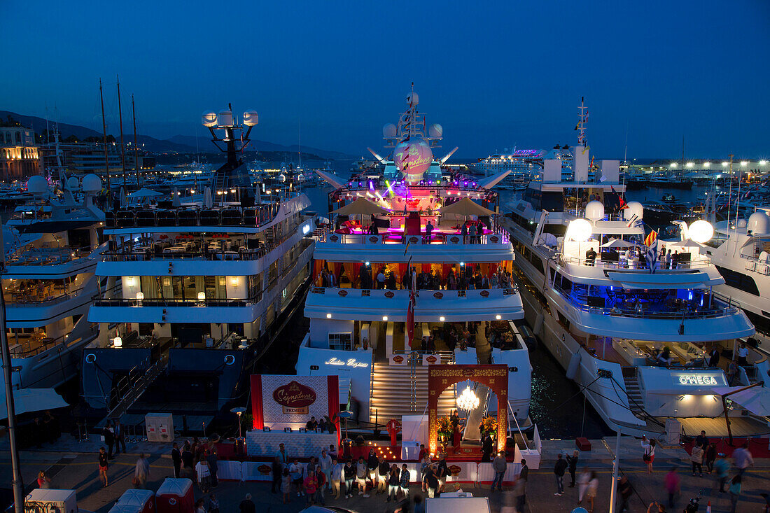 Port Hercule at night, Monaco, Monte Carlo, Cote d´Azur, France, Europe