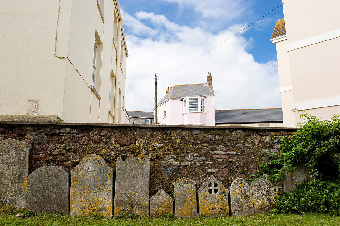 Gravestones, cemetery, Teignmouth, Devon, South West England, England, Great Britain
