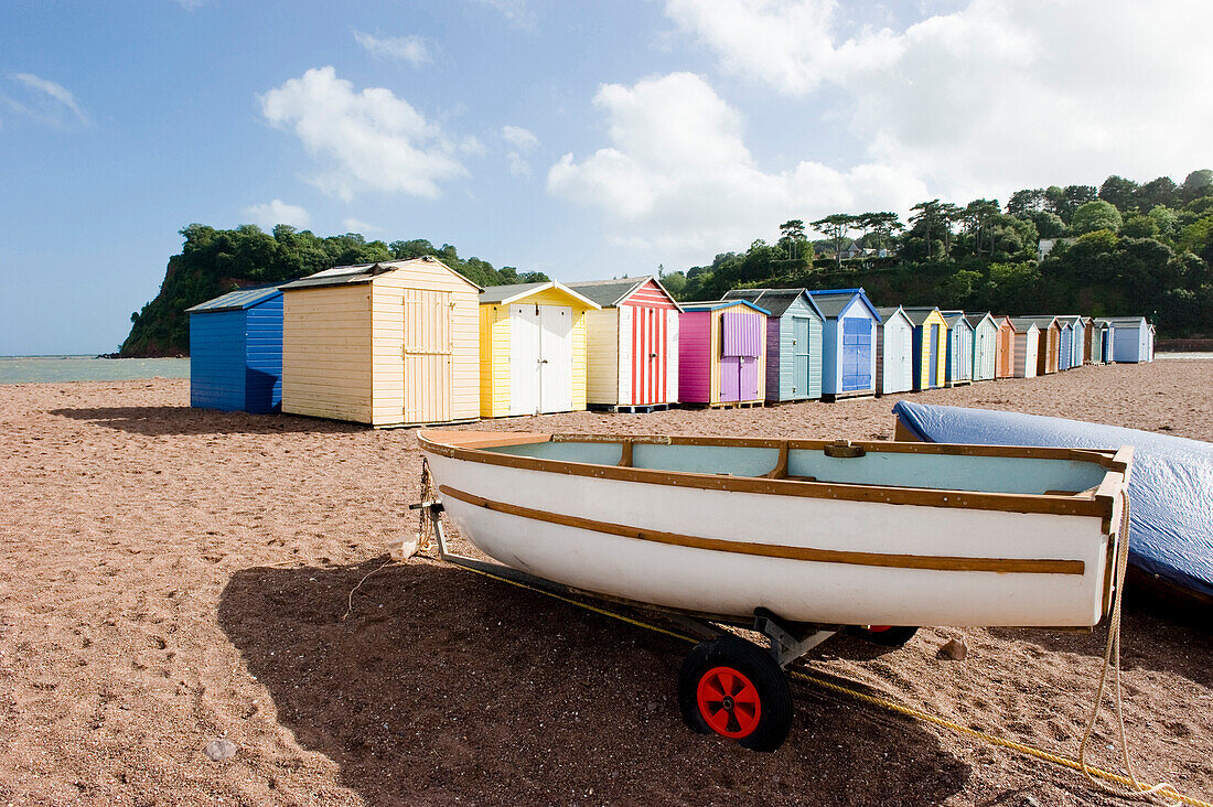 Colorful bathing houses, Shaldon, Teignmouth, Devon, South West England, England, Great Britain