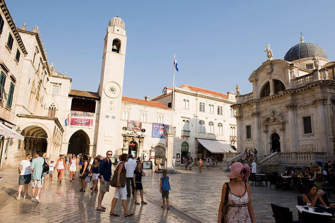 Uhrturm und  Sveti Vlaho, Placa Luza, Dubrovnic, Kroatien