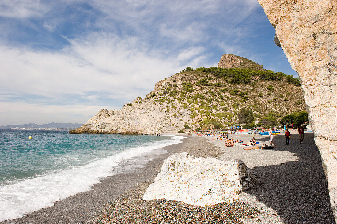 Shingle beach at Mediterranean Sea, Andalusia, Spain