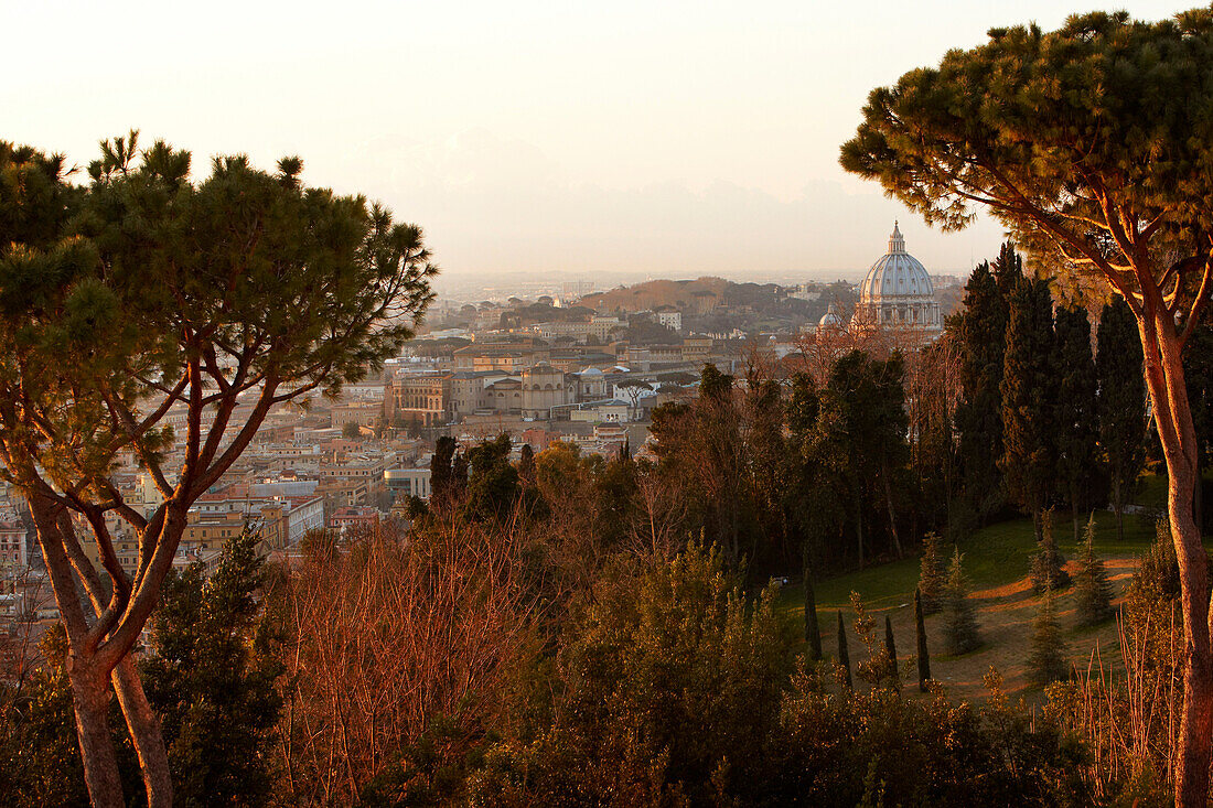 View towards Rome from Hotel Cavallieri Rome, Monte Mari, Rome, Lazio, Italy
