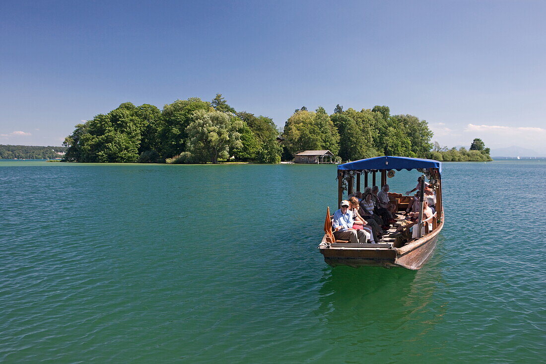 Fähre zur Roseninsel, Starnberger See, Oberbayern, Bayern, Deutschland