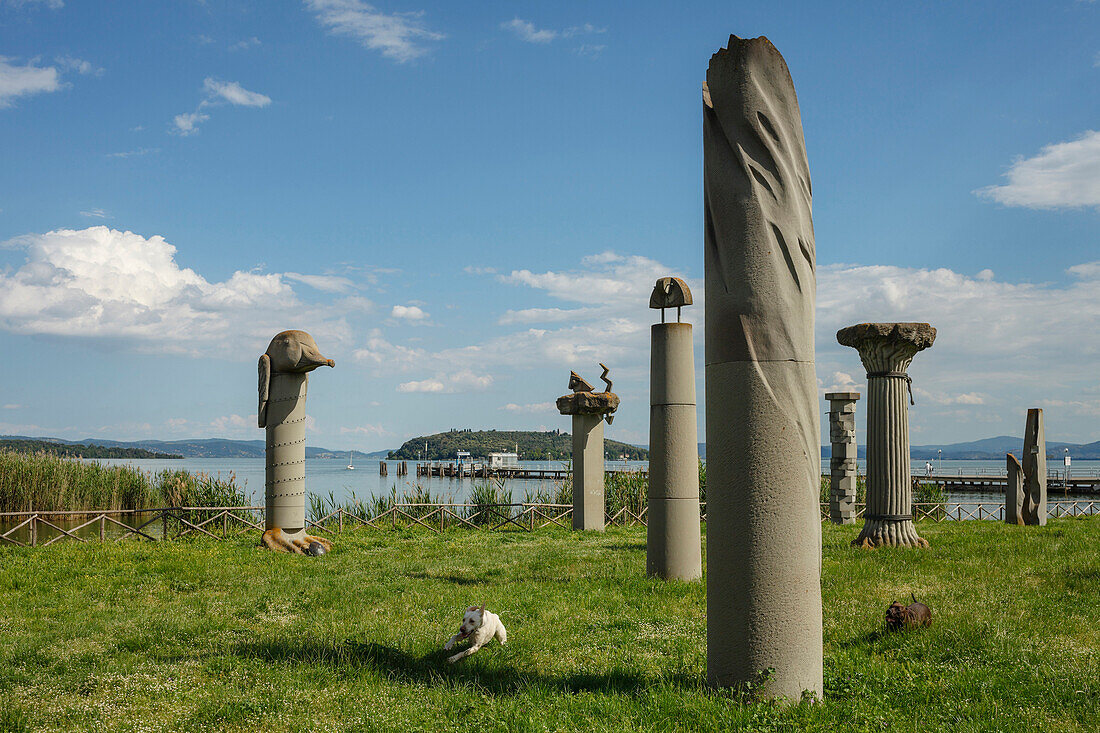 Campo del Sole, sculpture park in memoriam of the Battle of Lake Trasimen, 217BC, Tuoro, Lago Trasimeno, lake, province of Perugia, Umbria, Italy, Europe