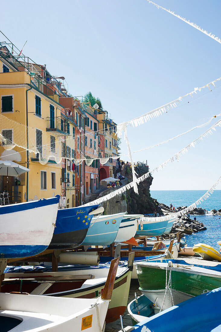 Fischerboote, Riomaggiore, Cinque Terre, La Spezia, Ligurien, Italien