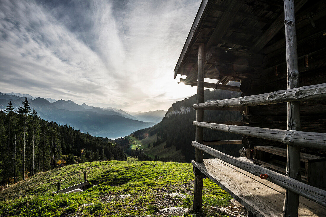 View to Lake Thun and Kander Valley, Beatenberg, Bernese Oberland, Canton of Bern, Switzerland