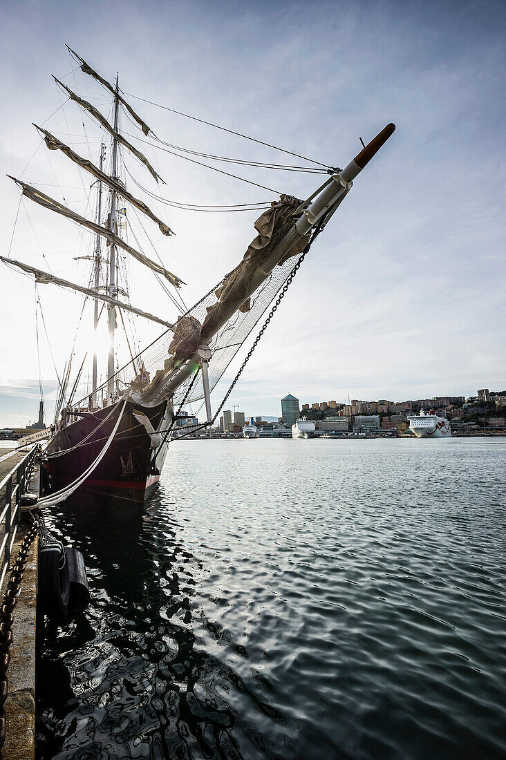 Sailing ship, Porto Antico, Genoa, Liguria, Italia