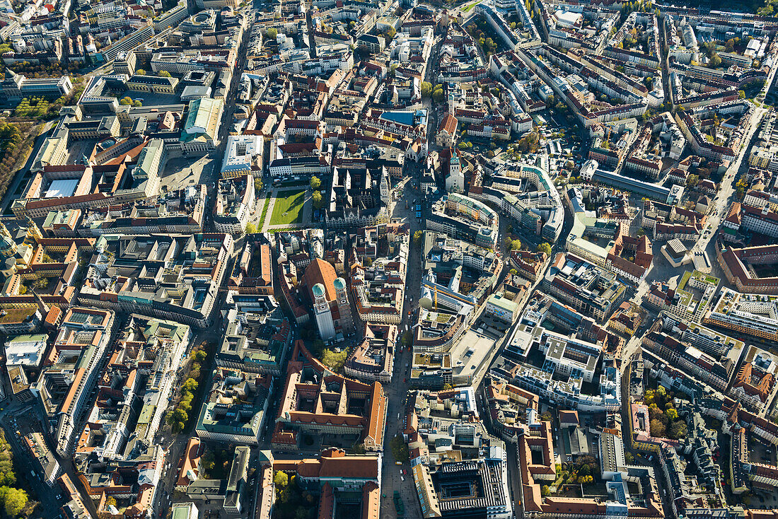 aerial photography, city center, Munich, Bavaria, Germany