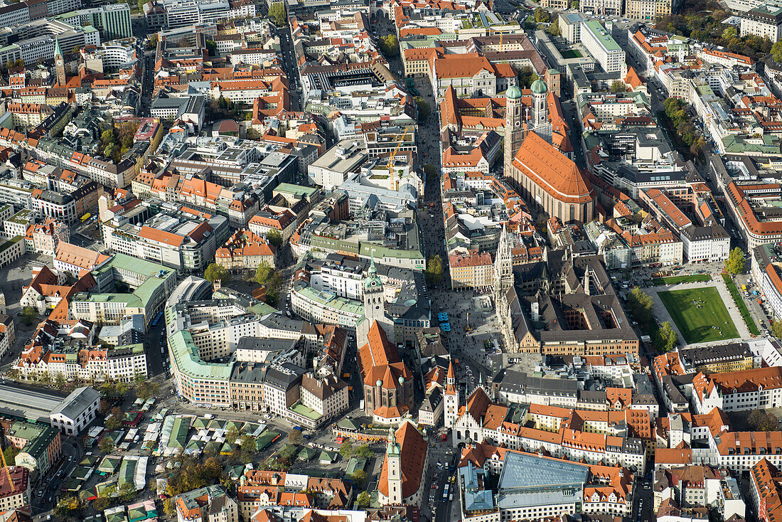 Aerial view of the center of Munich, Bavaria, Germany