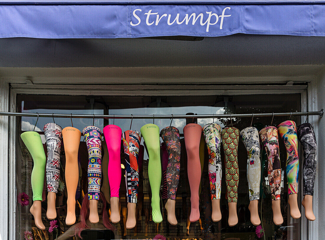 Shop Window selling tights and leggings, Fashion Store in Prenzlauer Berg, Berlin, Germany