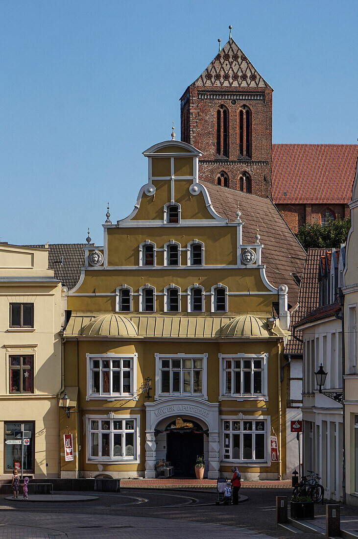Old city center of Wismar with Nikolai church, Wismar, Mecklenburg Vorpommern, Germany