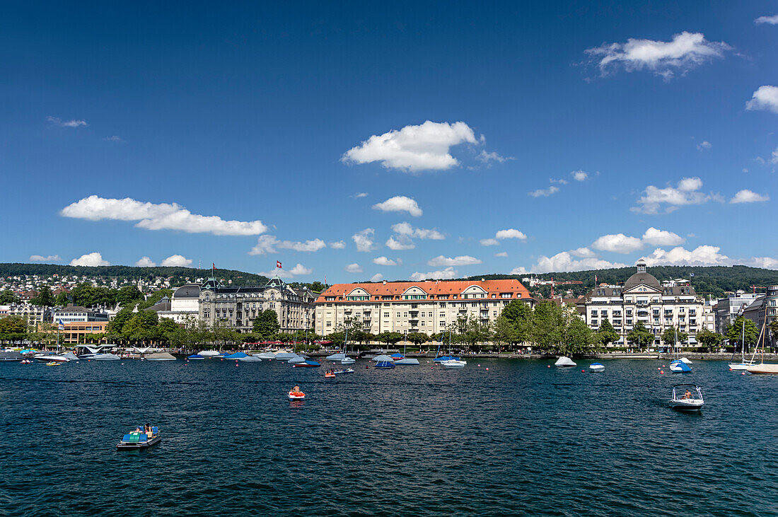 Lake Zurich, Promenade with old houses and villas, Zurich, Canton Zurich, Switzerland